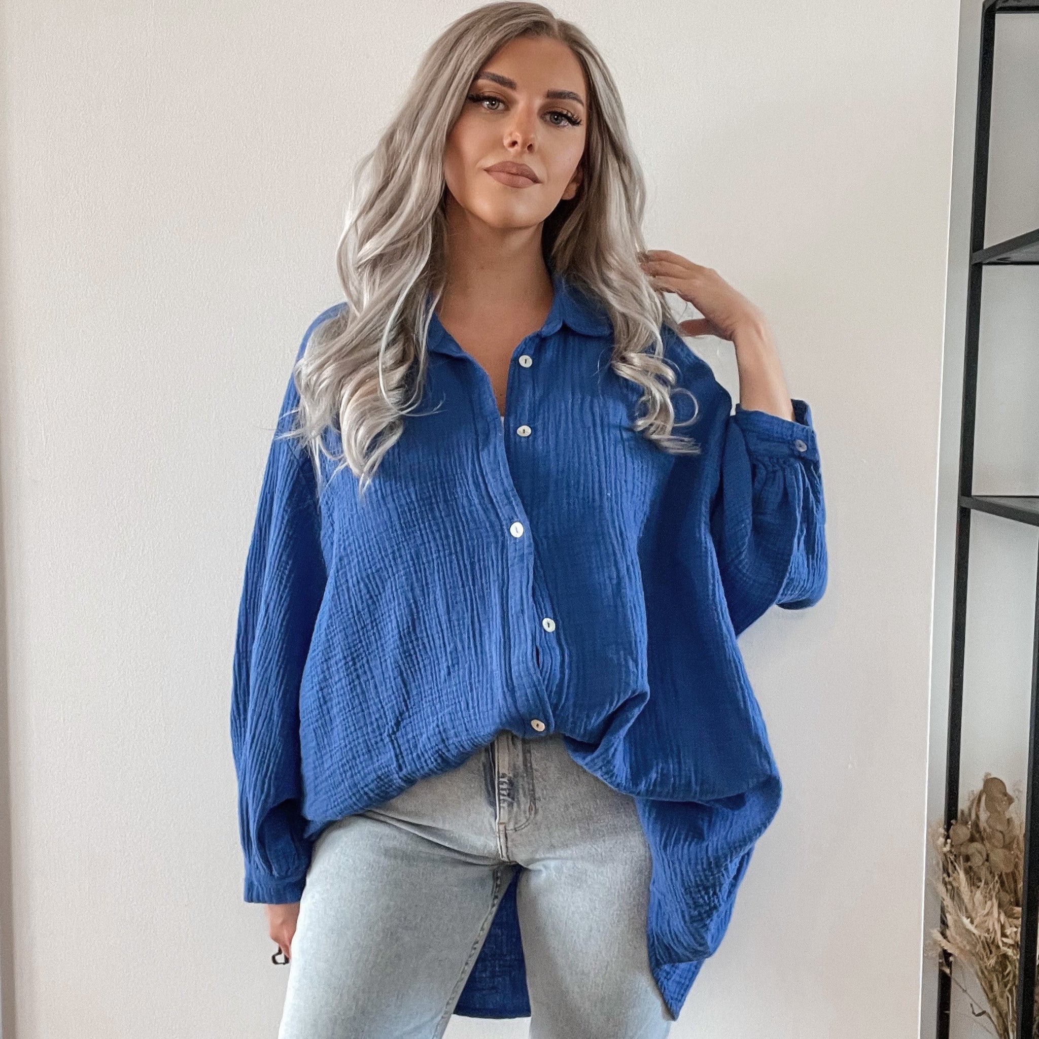 Ultra oversize bluse musselin Clearance